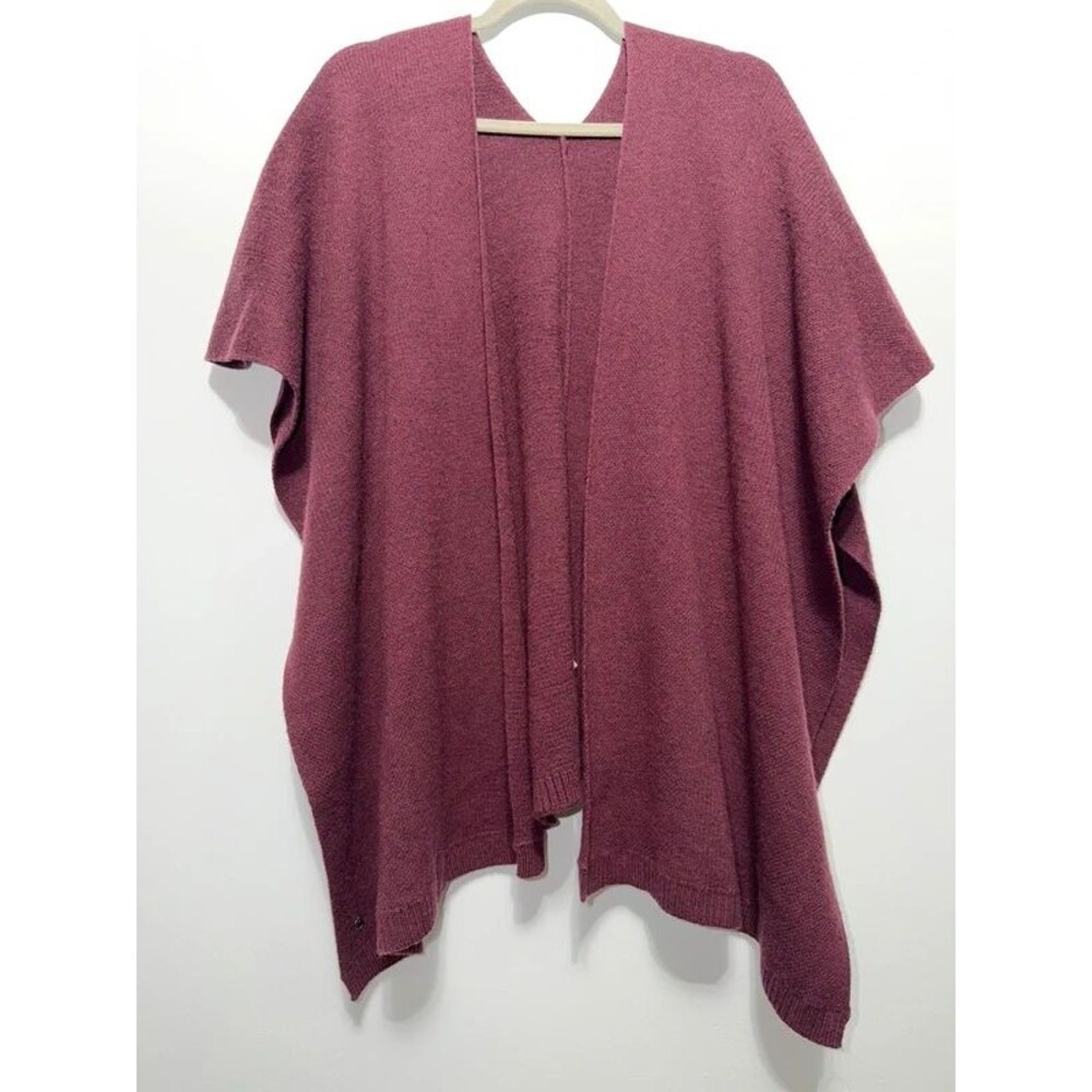 Lululemon Mariano Wool open-front knit poncho ruana Wrap Burgundy